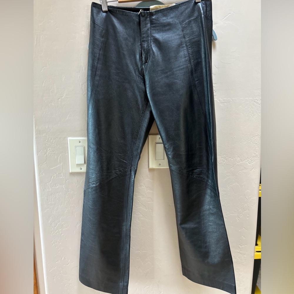 Rubin Chapelle Leather Black Pants Size 6 Low Rise Bootcut